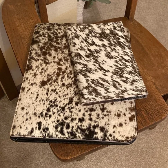 Hair on Hide (HOH)/Leather Binder & Merrick's HOH/Leather Address Book Bundle - Picture 1 of 15